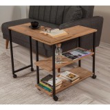 Cumpara ieftin Masuta de cafea Melin cu roti, Negru Stejar , 70 x 63 x 76 cm,