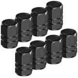 Set 8 Capace Hexagonale pentru Valva Auto, Aliaj Aluminiu, Lungime 1.8 cm, Negru