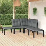 VidaXL Set mobilier de grădină, 5 piese, negru/gri, poliratan 3187757