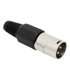 Mufa XLR tata negru montare cu lipire pe fir protectie pentru cablu, Oem