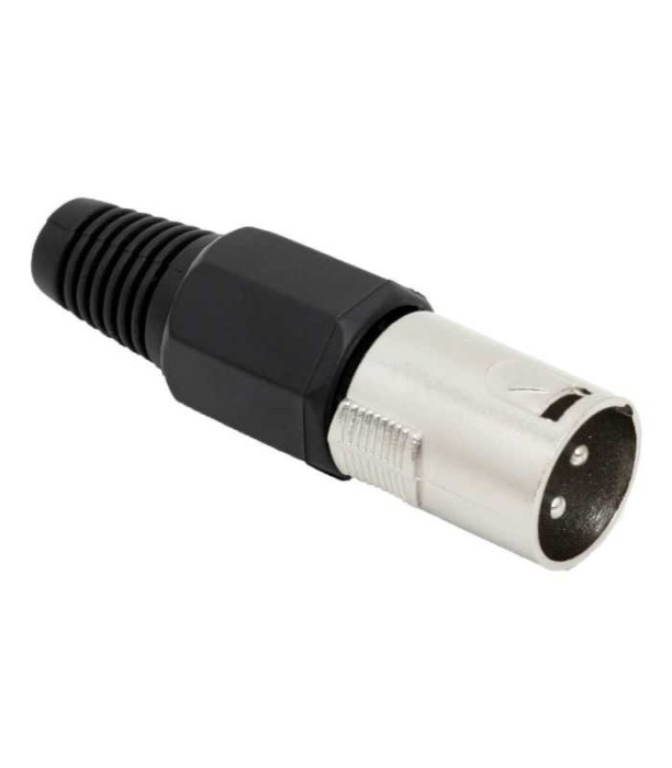 Mufa XLR tata negru montare cu lipire pe fir protectie pentru cablu