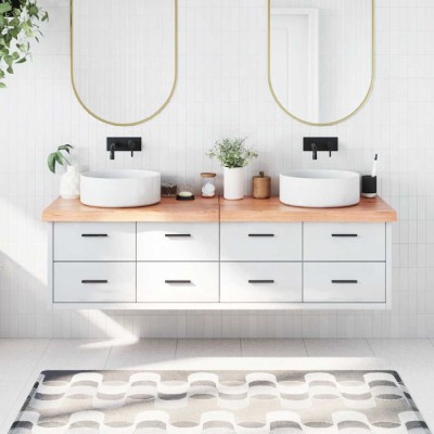vidaXL Blat de baie, maro deschis, 180x60x(2-6) cm, lemn masiv tratat foto