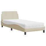 Cumpara ieftin Pat cu saltea, Dover, crem, 80x200 cm, textil