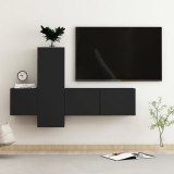 VidaXL Set comode TV, 3 buc., negru, PAL