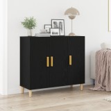 Bufet Negru Stejar vidaXL 90x34x80 cm din lemn tratat