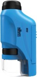 Mini Microscop Portabil 60-120x cu LED, Baterii, Lentile Optice Asferice, Albastru, pentru Copii, Explorare Stiintifica
