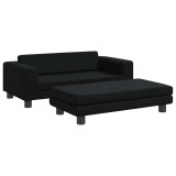 Cumpara ieftin Pat pentru caini cu extensie, negru, 100x50x30 cm, piele eco