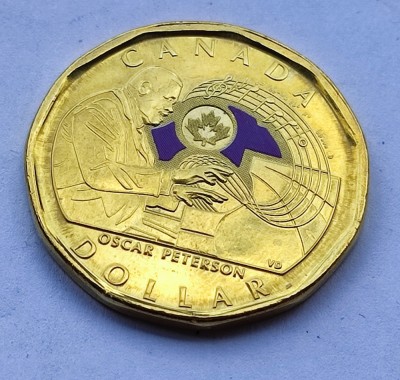 112. Moneda Canada 1 dollar 2022 (Oscar Peterson - Colourized) foto