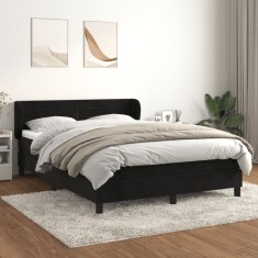 vidaXL Pat box spring cu saltea, negru, 140x200 cm, catifea 3127555