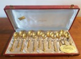 SERVICIU DE 12 LINGURITE DIN METAL AURIT-FRANCIA -PARIS-FRANTA ANII 70
