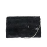 Geanta plic cu pietre negre si bareta argintie din lant