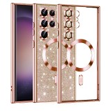 Husa premium Samsung Galaxy S23 Ultra Asteroid GSM Luxury Glitter MagSafe, roz auriu