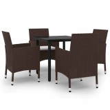 Cumpara ieftin Set mobilier de gradina cu perne 5 piese poliratan &amp; sticla