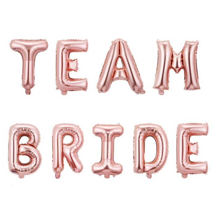 Set baloane din folie metalizata, flippy, model team bride, litere de 40 cm, tema iubire, baloane party, ambalaj individual, pai inclus, umflare cu ae