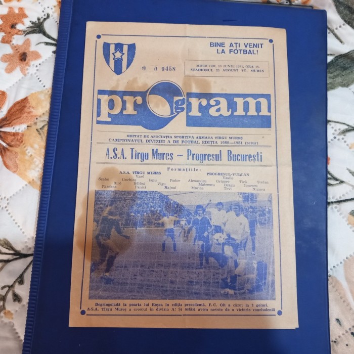 Program ASA TG. Mures - Progresul Buc.