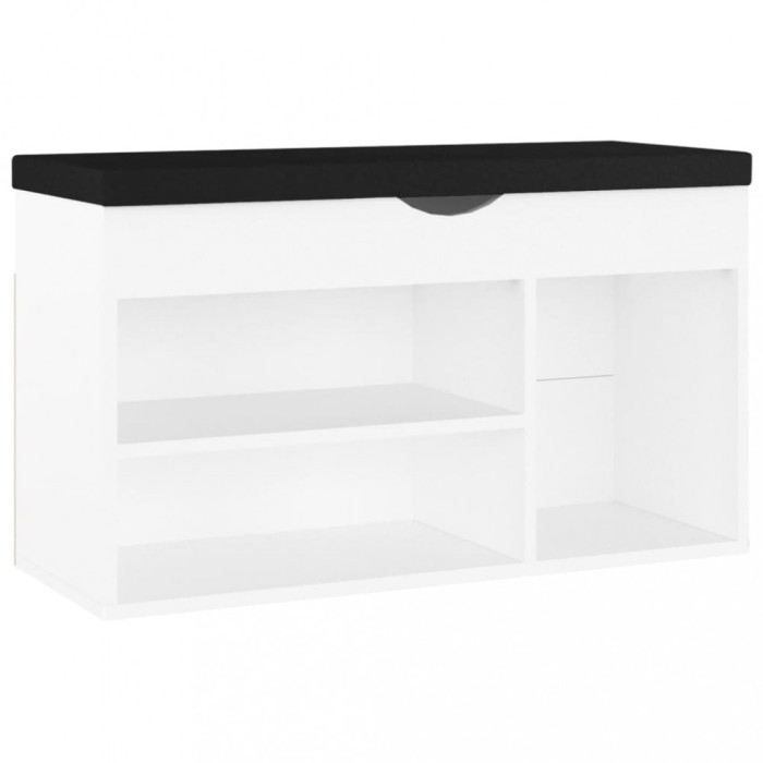 Pantofar cu perna, alb, 80x30x47 cm, lemn prelucrat