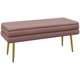 HOMCOM Bancă capitonată cu spațiu de depozitare, Oțel, 100 x 37,5 x 42 cm, Roz | Aosom Romania