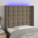 VidaXL Tăblie de pat cu LED, gri taupe, 93x16x118/128 cm, textil 3124468