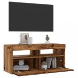 Gossi dulap tv cu lumini led lemn vechi 90x35x40 cm lemn prelucrat