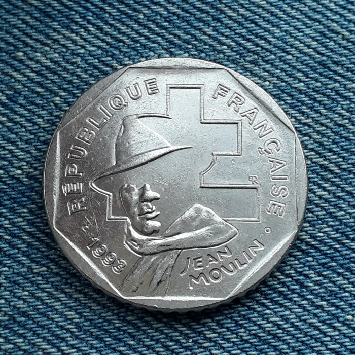 1L - 2 Francs 1993 Franta / Jean Moulin moneda comemorativa