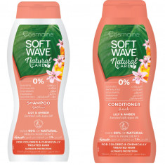 Pachet Sampon 400 ml si Balsam 400 ml Cosmaline Soft Wave, cu ingrediente naturale pentru parul vops