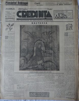 Ziarul Credinta, Pamantul Dobrogei, 24 decembrie 1936, ziar nationalist foto