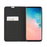 Husa Flip Carte Carbon Neagra pentru Apple iPhone X, Protectie Premium