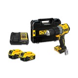 Masina de gaurit cu percutie si &icirc;nsurubat DEWALT&reg; 18V XR&reg; cu motor fara perii, 2 x 5Ah DCD805P2T-QW HardWork ToolsRange