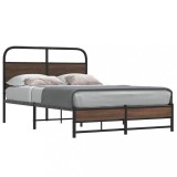VidaXL Cadru pat fără saltea stejar maro, 135x190 cm, lemn prelucrat
