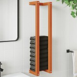 vidaXL Suport Prosoape Baie, Lemn Masiv Pin Maro Ceruit, 23x18x90cm, Raft Depozitare, Montaj Perete