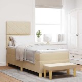 vidaXL Pat cu arcuri cu saltea cu headboard Crem 80 x 200 cm țesătură 3344336