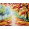 Tablou peisaj alee in parc pictat manual living, dormitor, Armonia naturii, 140x70cm ulei pe panza in cutit efect 3D, gata de agatat pe perete