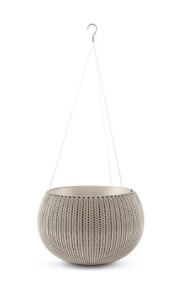 CURVER. Ghiveci mic suspendat imitatie impletitura crosetata cappucino COZIES S foto