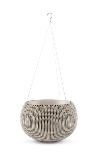 CURVER. Ghiveci mic suspendat imitatie impletitura crosetata cappucino COZIES S