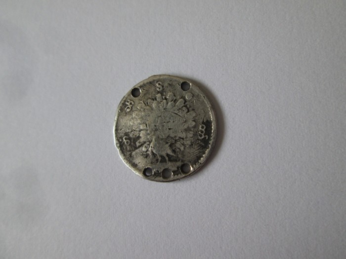 Rara! Burma 1/8 Rupee 1214(1852) argint moneda gaurita