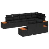 vidaXL Set de canapele pentru grădină cu pernă 8 pcs Negru Rattan poli 3348109
