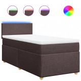 Cumpara ieftin Pat box spring cu saltea, maro inchis, 80x200 cm, textil