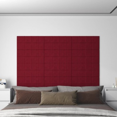 vidaXL Panouri de perete 12 buc. roșu vin 60x30 cm catifea 2,16 m&amp;sup2; foto