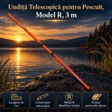 Undiță Telescopică pentru Pescuit, Model R, 3 m