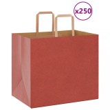 vidaXL Pungi de h&acirc;rtie 250 buc cu m&acirc;nere roșii 32x22x28 cm