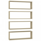 Cumpara ieftin Rafturi de perete cub, 4 buc., stejar sonoma, 80x15x26,5cm lemn