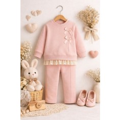 Costum bebe 2 piese fete bumbac funde elegante - Bymurat (Marime Disponibila: 9