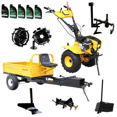 ProGARDEN Pachet Campo 873 Alpine motocultor 7CP + Prasitoare PRS20-45 + Remorca RM500T + Plug simplu + Plug bilonat/rarita + Adaptor reglabil + 2 Rot foto