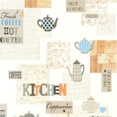 Tapet vinil pentru bucatarie, model cafea, multicolor, rola 10 x 0.53 m foto
