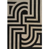 Covor Premium Model DYWAN TIFFANY BLACK, Negru, Bej, Marime 160 x 230 cm, Tesatura Plata, Poliester, Bumbac, Antiderapant, Antialergic, Living, Dormit