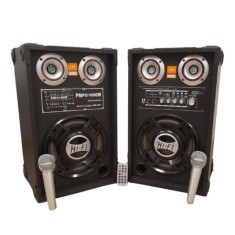 Set 2 boxe active, BLUETOOTH, RADIO, USB, Telecomanda, Karaoke, 2 x Microfon Cadou foto