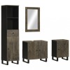 VidaXL Set de mobilier de baie 4 piese din lemn masiv de mango negru 3310002