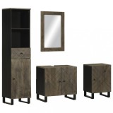 VidaXL Set de mobilier de baie 4 piese din lemn masiv de mango negru