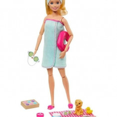 Set Papusa Barbie cu catel si accesorii incluse-O zi relaxanta