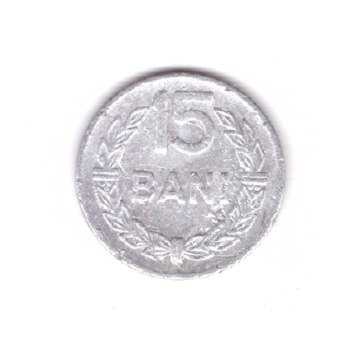 Moneda 15 bani 1975, circulata, uzata, curata